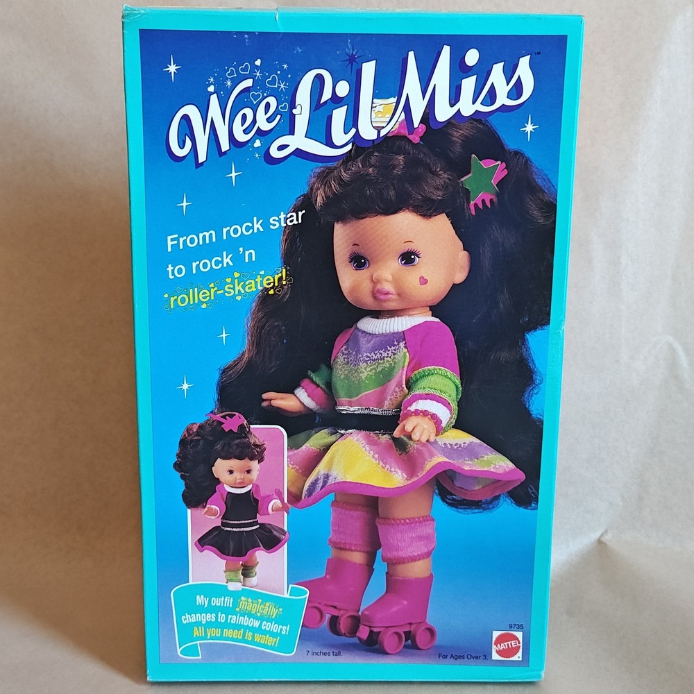 Mattel Wee Lil Miss Roller‎ Skater Doll 7in Pink Purple 1990 Vintage 9735 NIB